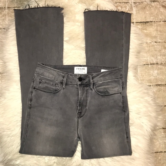 Frame Denim Le Crop Mini Boot Jeans Grimmel Gray - Picture 2 of 8